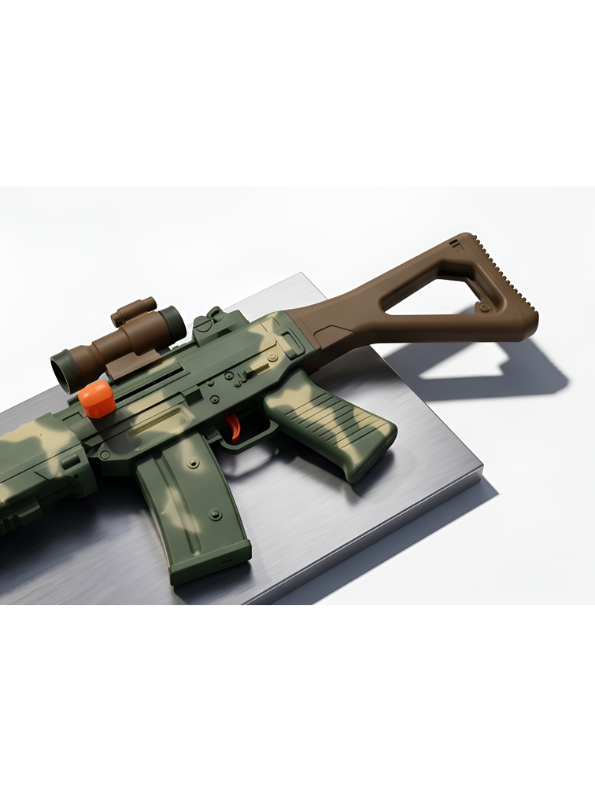 Military Camouflage Toy Rifle with Foam Darts and Scope – Kids Combat Plastic Shooting Play Set LMI13628
