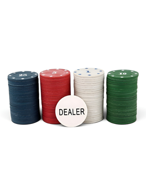 Poker Chips Set with Dealer Button and Tin Case - Premium Dual-Toned Gaming Tokens for Texas Hold'em, Blackjack, and Casino Night Party Games TV5419