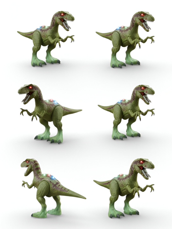 Green Electronic Walking Velociraptor Dinosaur Toy with Roaring Sounds and LED Glowing Eyes - Battery Operated Realistic Dino Figure for Kids Boys & Girls LMI10429