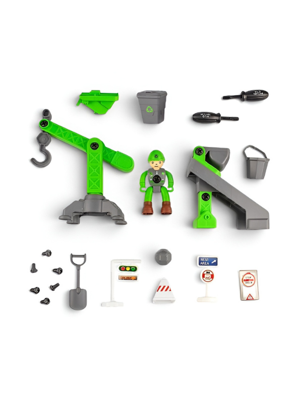DIY Assembled Sanitation Truck Toy Set with STEM Tools & Play Mat 4-Pack TV6660