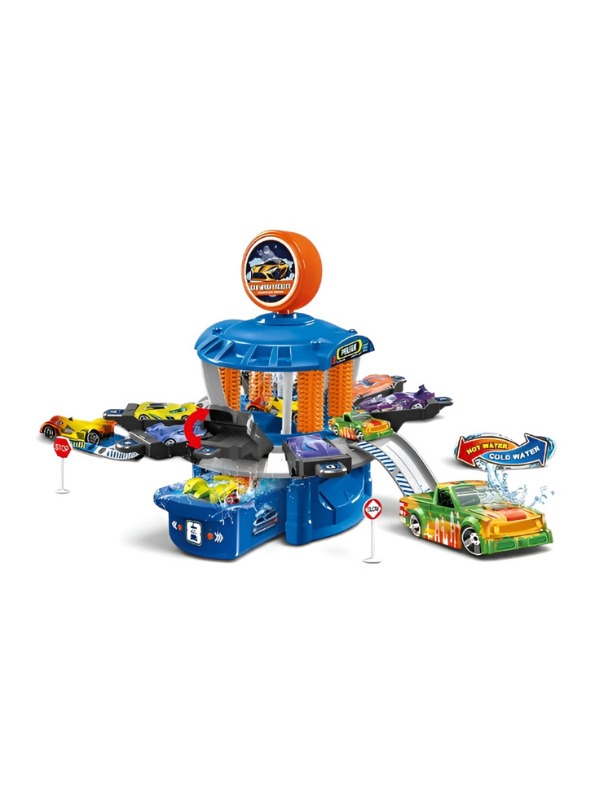 DIY Car Wash Track Playset with Color-Changing Toy Cars and Water Action MD654