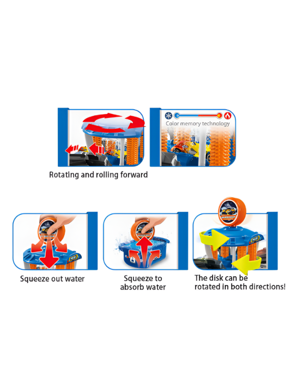 DIY Car Wash Track Playset with Color-Changing Toy Cars and Water Action MD654