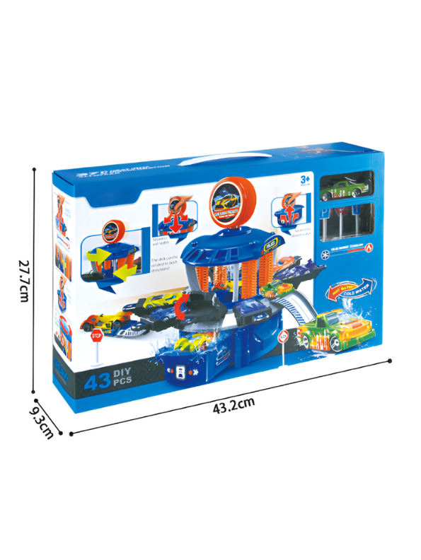 DIY Car Wash Track Playset with Color-Changing Toy Cars and Water Action MD654