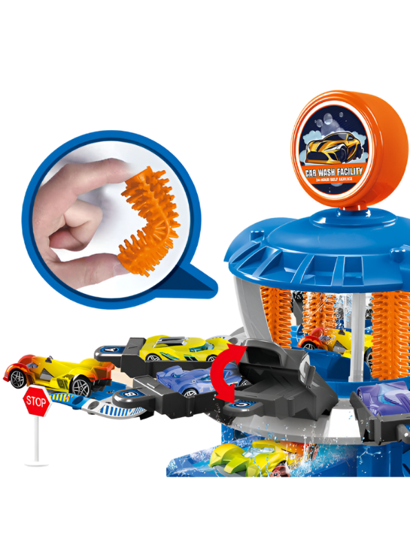 DIY Car Wash Track Playset with Color-Changing Toy Cars and Water Action MD654