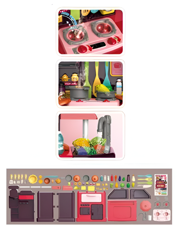 DIY Kitchen Little Chef Play House Set - 77 Pcs Toddler Pretend Play Cooking Toy with Utensils & Food Accessories TV7327