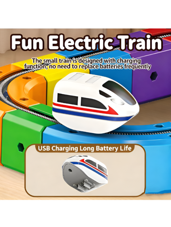 DIY Magic Cube Track Toy Set – 3D Flexible Rail Building Blocks with USB Rechargeable Electric Train MD675.