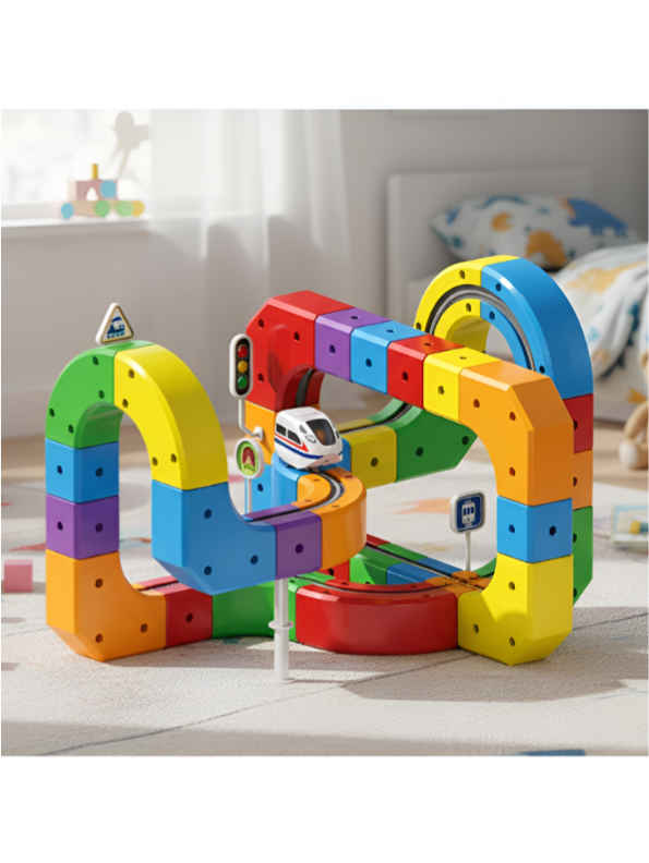 DIY Magic Cube Track Toy Set – 3D Flexible Rail Building Blocks with USB Rechargeable Electric Train MD675.