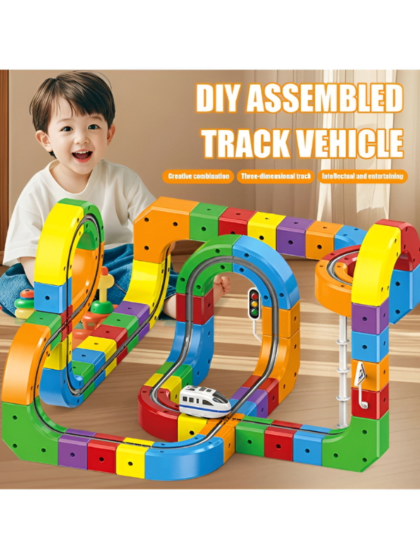 DIY Magic Cube Track Toy Set – 3D Flexible Rail Building Blocks with USB Rechargeable Electric Train MD675.