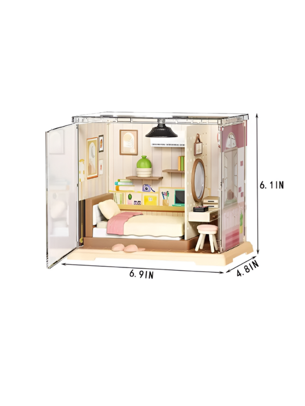 DIY Miniature Bedroom Dollhouse Kit with Warm LED Lights MD337.