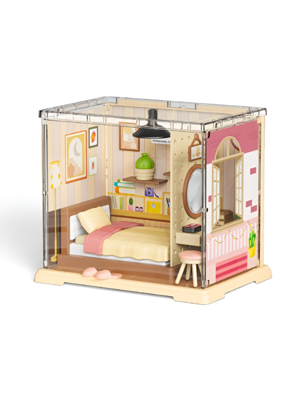 DIY Miniature Bedroom Dollhouse Kit with Warm LED Lights MD337.