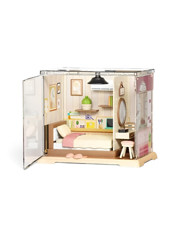 DIY Miniature Bedroom Dollhouse Kit with Warm LED Lights MD337.