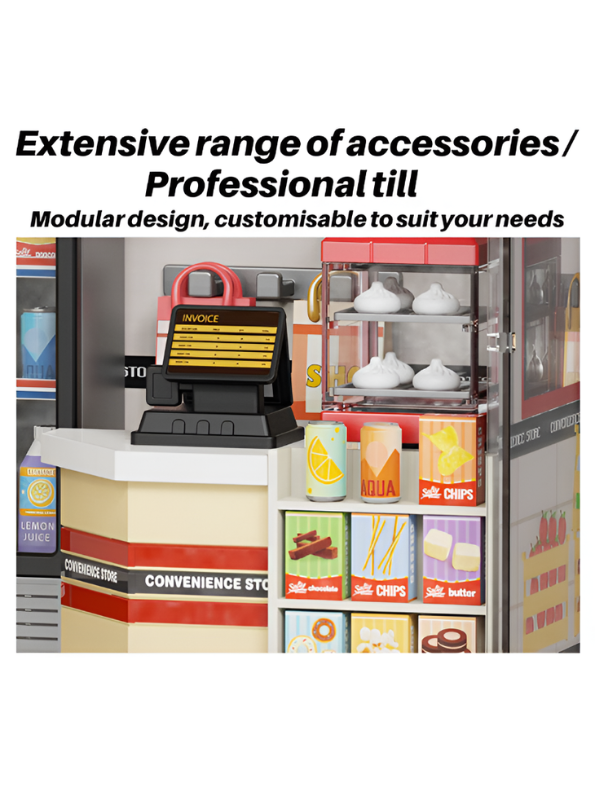 DIY Miniature Convenience Store Kit with LED Light & Clear Case MD338.