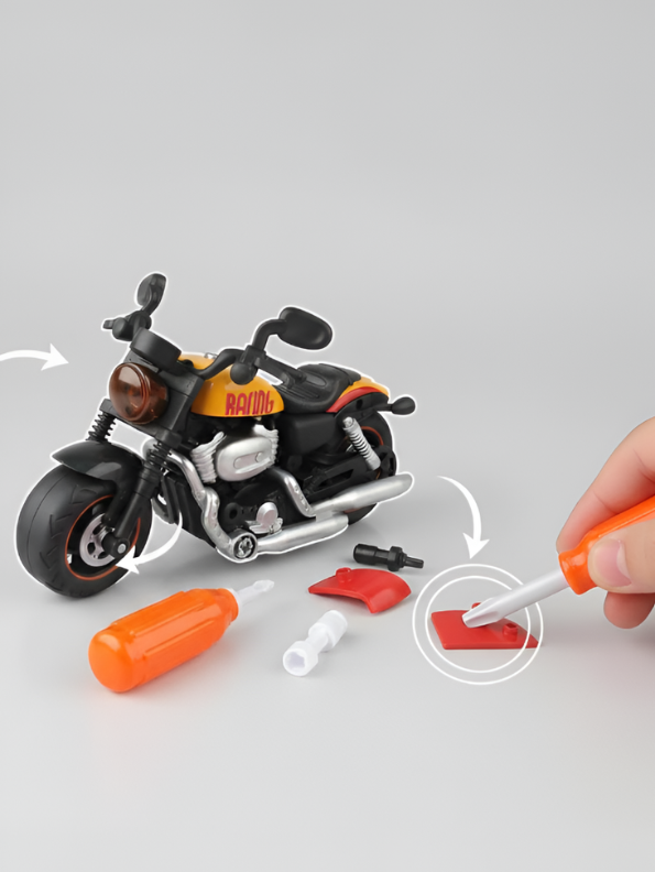 DIY Take-Apart Cruiser Motorcycle Toy – Build-Your-Own Friction Powered Superbike Kit with Screwdriver NX16720.