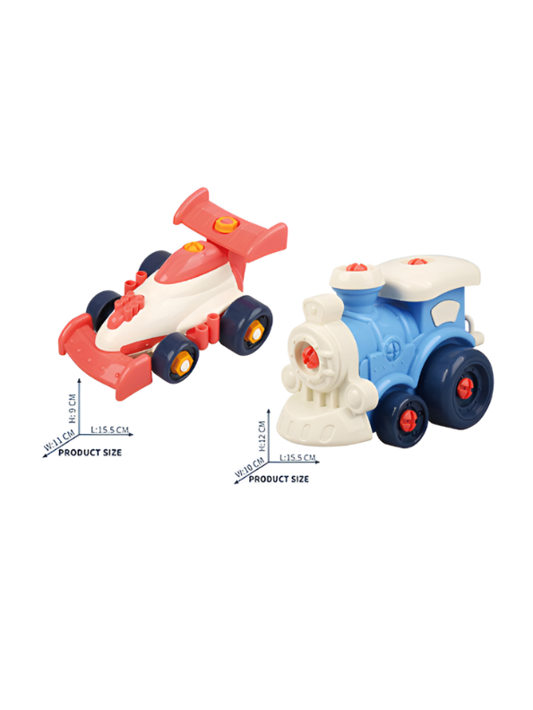 DIY Take Apart Toy Vehicles – Steam Train and Racing Car Construction Set LMI14865.