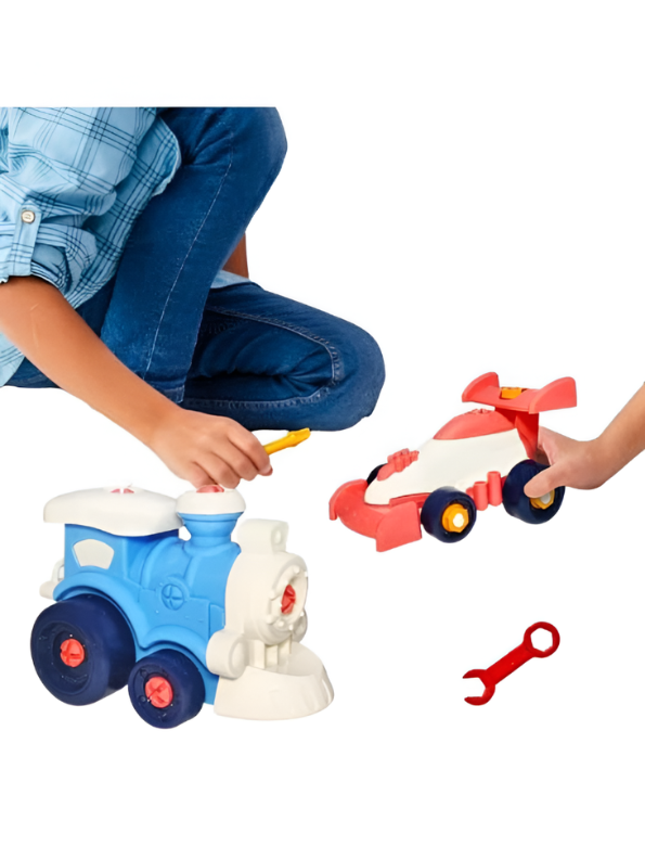 DIY Take Apart Toy Vehicles – Steam Train and Racing Car Construction Set LMI14865.