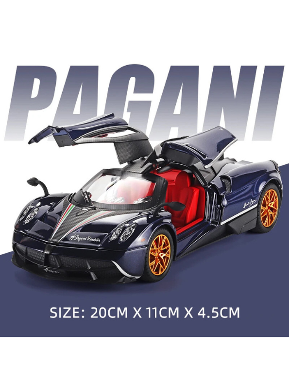 Pagani Huayra Toy Car - White Luxury Die-Cast Metal Model with Opening Doors & Gold Rims - Large 1:18 Scale Perfect Collector Gift - Free Car Inside - LMI15111