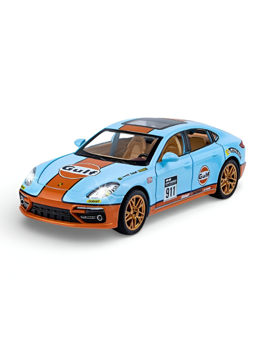 Porsche Panamera Turbo S Gulf Racing Edition - Diecast Metal Model Car - Collectible 1:24 Scale LMI16091