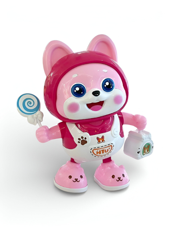 Pink HTU Electronic Dancing Dog Toy – Cute Shiba Inu Walking & Musical Robot Puppy for Toddlers & Preschoolers LMI14040.