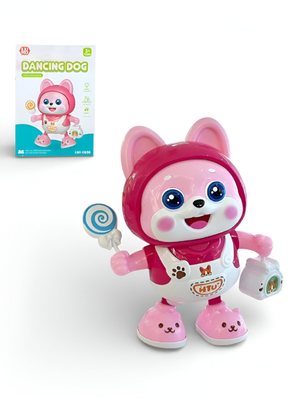 Pink HTU Electronic Dancing Dog Toy – Cute Shiba Inu Walking & Musical Robot Puppy for Toddlers & Preschoolers LMI14040.