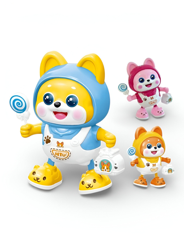 Pink HTU Electronic Dancing Dog Toy – Cute Shiba Inu Walking & Musical Robot Puppy for Toddlers & Preschoolers LMI14040.