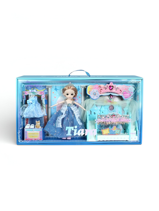 Deluxe Princess Doll Playset with Magical Castle, 2 Elegant Outfits & Shoes – Girls Pretend Play Toy, Birthday Gift for Ages 3+ NX13121
