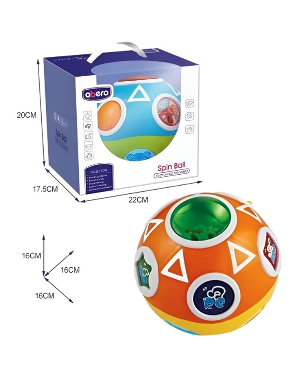 Abero Musical Spin Ball for Toddlers – Interactive Early Learning Sensory Toy with Lights, Animal Sounds & Hand-Eye Coordination Development NX11245