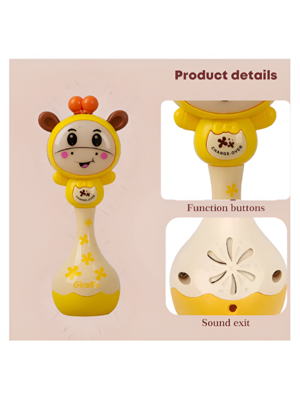 Cute Giraffe Hand Bell Baby Toy - Interactive Early Learning Rattle with LED Lights and Music - Perfect Baby Shower Gift for Boys and Girls NX13789