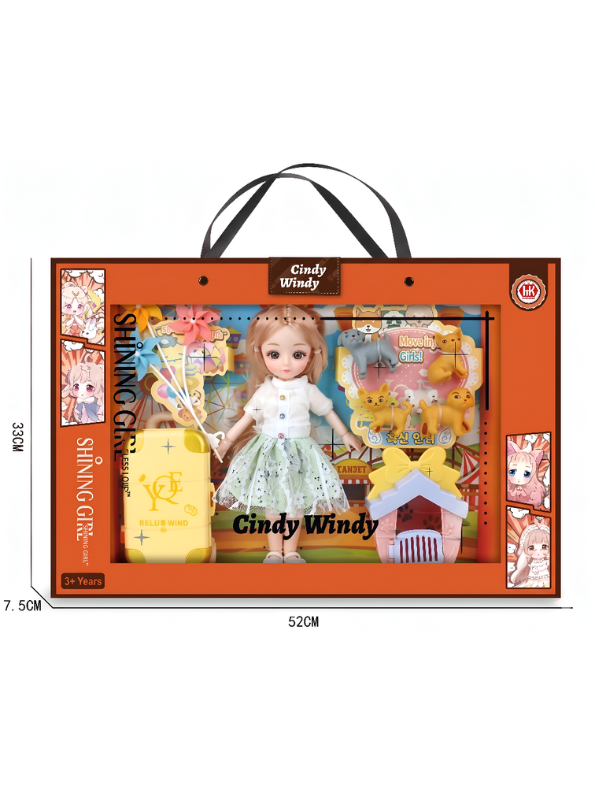 Cindy Windy "Shining Girl" Travel Fashion Doll & Pet Playset with Suitcase and Kittens NX16707