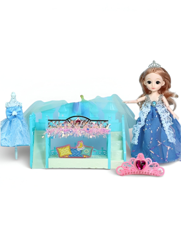Deluxe Princess Doll Playset with Magical Castle, 2 Elegant Outfits & Shoes – Girls Pretend Play Toy, Birthday Gift for Ages 3+ NX13121
