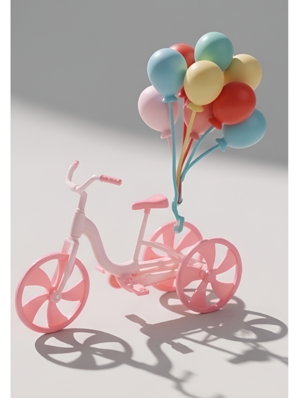 Cherry "Shining Girl" Fashion Doll Set – Includes Pink Balloon Tricycle, Changeable Outfits, and Miniature Ice Cream Play Accessories NX16691