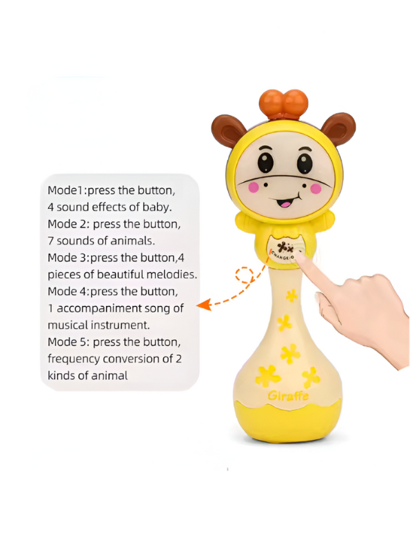 Cute Giraffe Hand Bell Baby Toy - Interactive Early Learning Rattle with LED Lights and Music - Perfect Baby Shower Gift for Boys and Girls NX13789