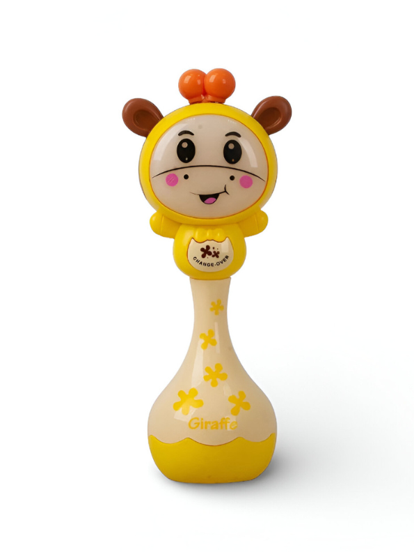 Cute Giraffe Hand Bell Baby Toy - Interactive Early Learning Rattle with LED Lights and Music - Perfect Baby Shower Gift for Boys and Girls NX13789