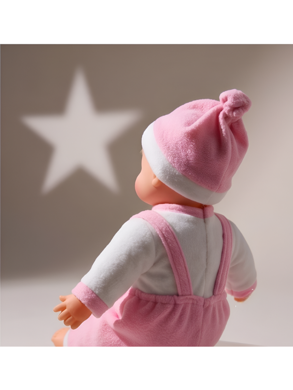 Realistic Baby Doll with Soft Body – Newborn Toy Doll in Pink Bear Romper Outfit and Hat LMI7956