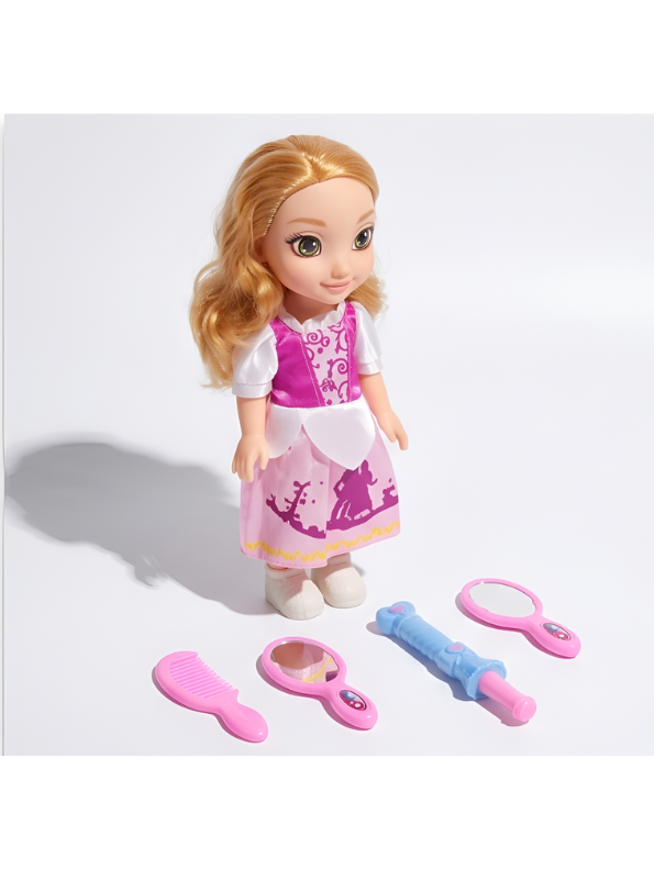 Princess Doll Pretend Play Set – Blonde Hair Styling Toy Doll with Beauty Accessories, Birthday Gift for Girls and Toddlers LMI11751