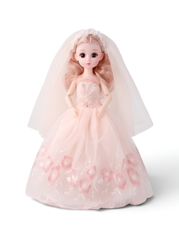 Bridal Doll – Luxury Pink Wedding Dress Dress-Up Toy for Kids LMI13884