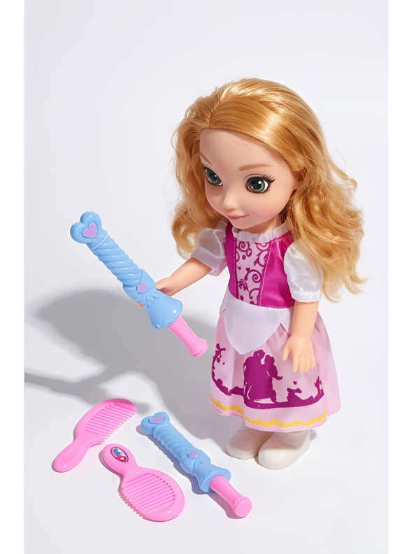 Princess Doll Pretend Play Set – Blonde Hair Styling Toy Doll with Beauty Accessories, Birthday Gift for Girls and Toddlers LMI11751