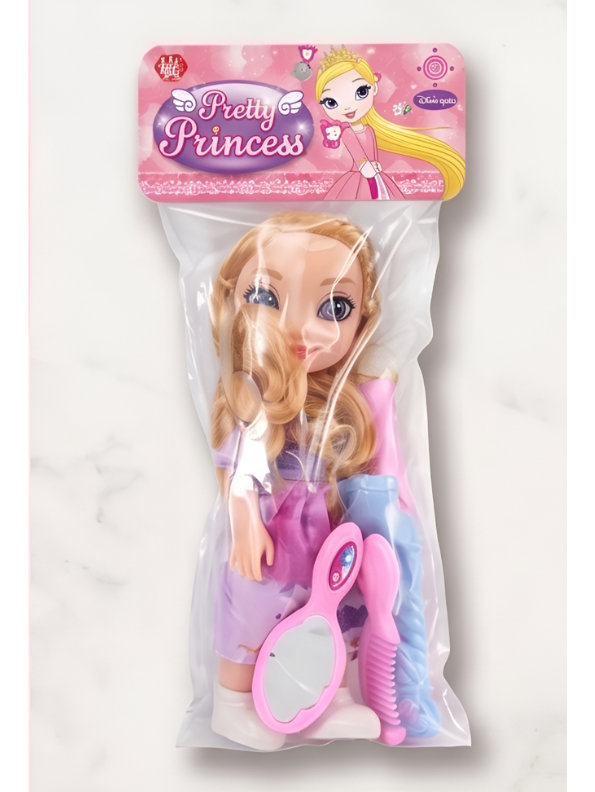 Princess Toy Doll with Blonde Hair and Purple Dress – Includes Hair Styling Accessories Play Kit for Kids LMI11751