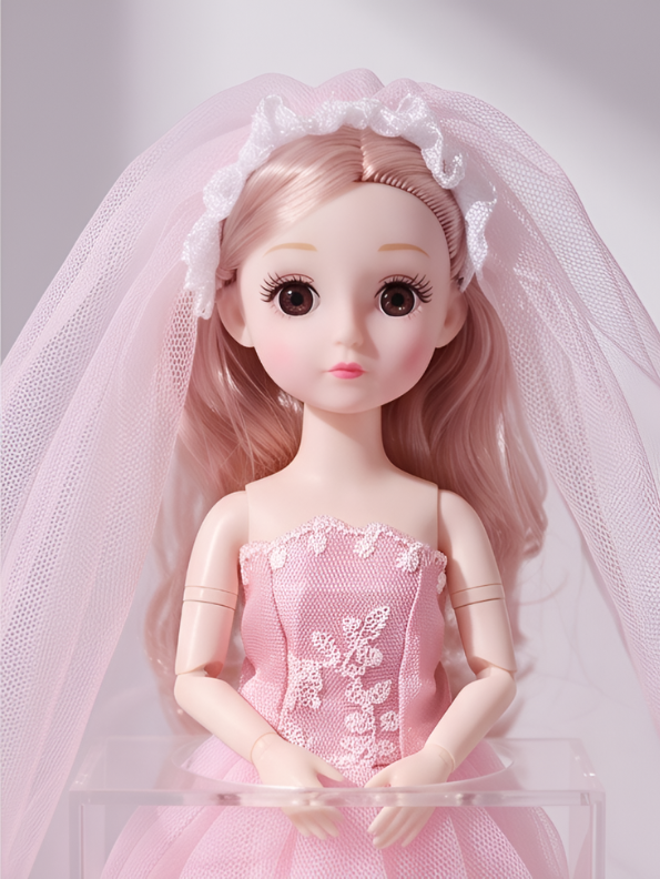 Bridal Doll – Luxury Pink Wedding Dress Dress-Up Toy for Kids LMI13884