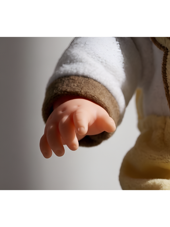 Realistic Baby Doll with Soft Body – Newborn Toy Doll in Yellow Bear Romper Outfit and Hat LMI7956