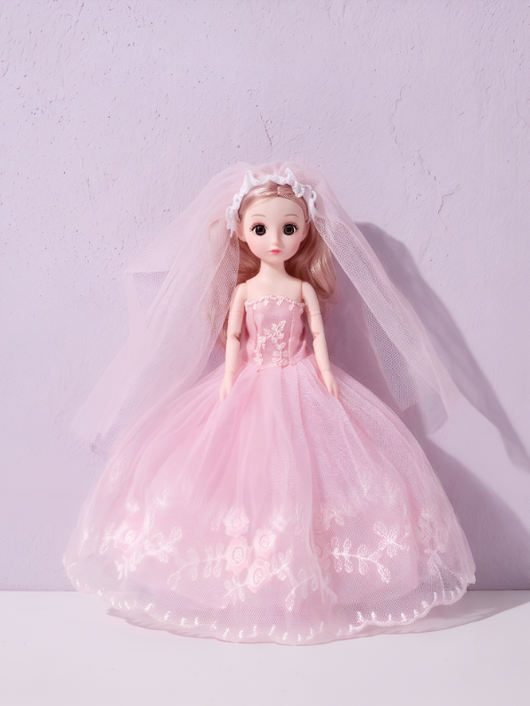 Bridal Doll – Luxury Pink Wedding Dress Dress-Up Toy for Kids LMI13884