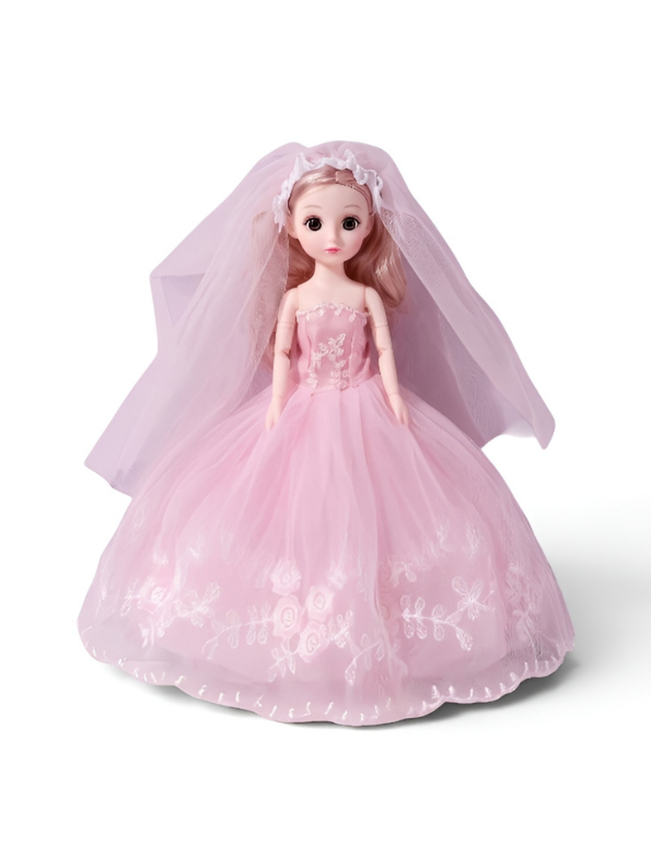 Bridal Doll – Luxury Pink Wedding Dress Dress-Up Toy for Kids LMI13884