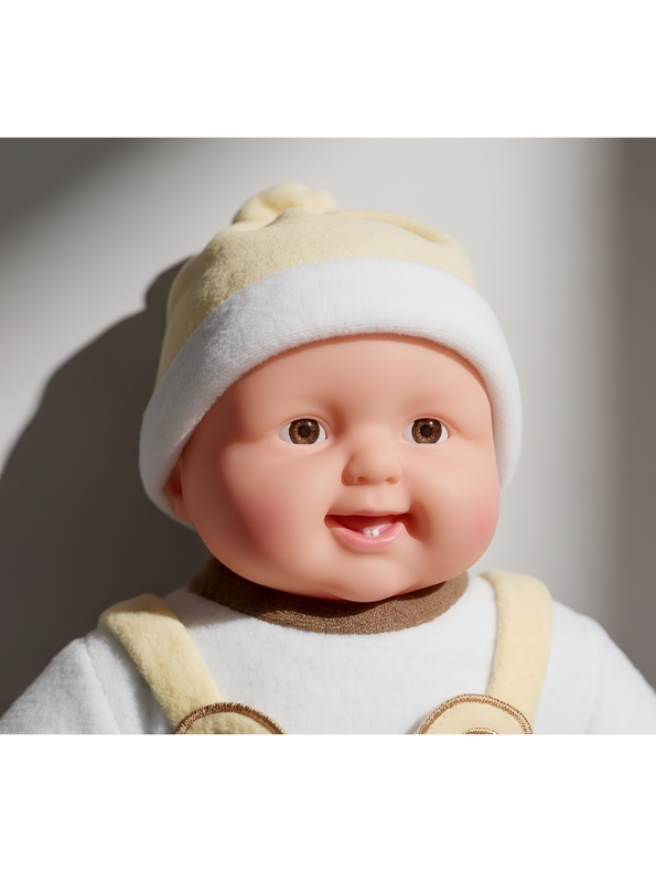 Realistic Baby Doll with Soft Body – Newborn Toy Doll in Yellow Bear Romper Outfit and Hat LMI7956