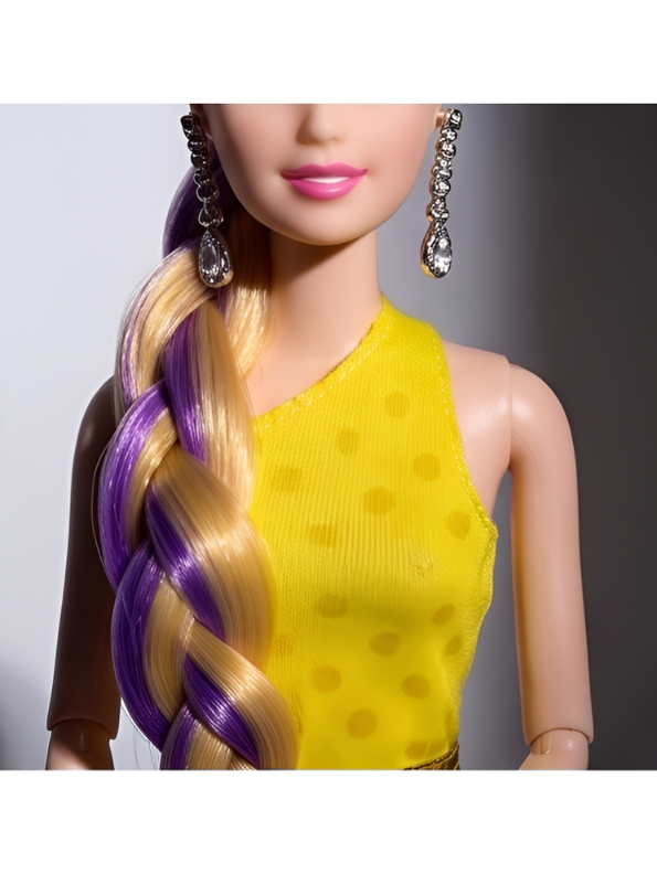 Fashion Doll Playset with Long Purple Braid Hair,Pairs Shoes & Styling Comb Accessories, Dress-Up Toy Gift for Kids LMI10084