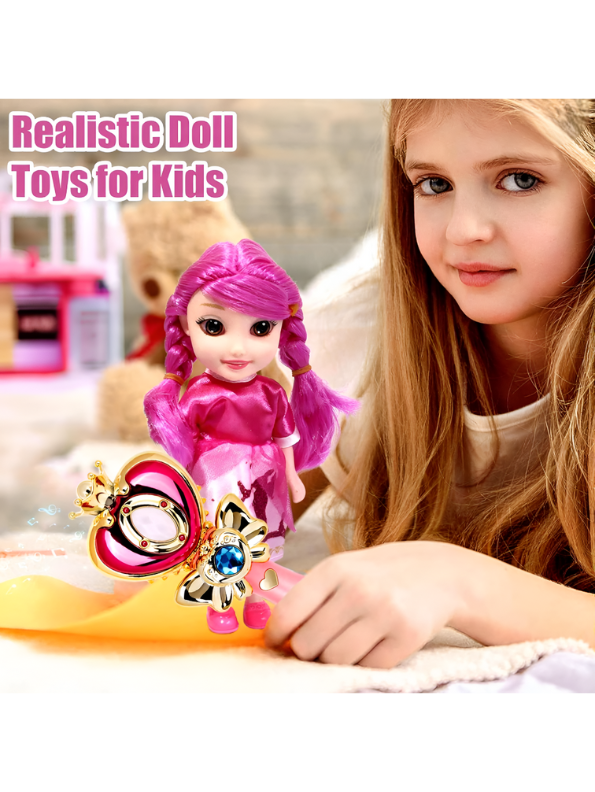 Magical Princess Doll Set with Musical Light-Up Wand | Fairy Tale Pretend Play Toy for Girls, Pink Hair Doll | Best Gift for Kids Ages 3+ LMI13756