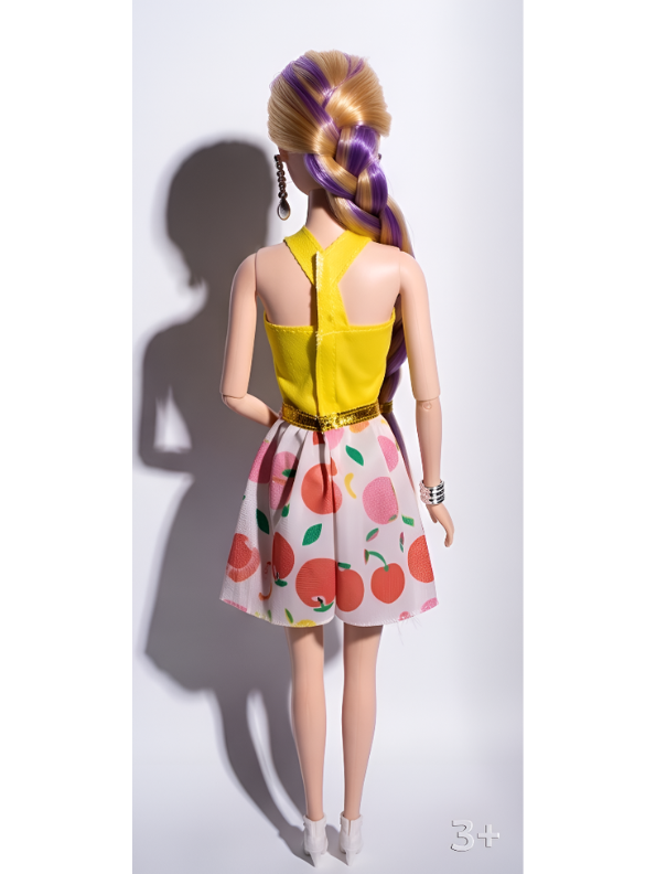 Fashion Doll Playset with Long Purple Braid Hair,Pairs Shoes & Styling Comb Accessories, Dress-Up Toy Gift for Kids LMI10084