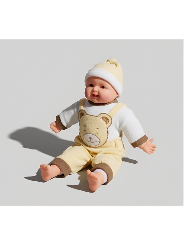 Realistic Baby Doll with Soft Body – Newborn Toy Doll in Yellow Bear Romper Outfit and Hat LMI7956