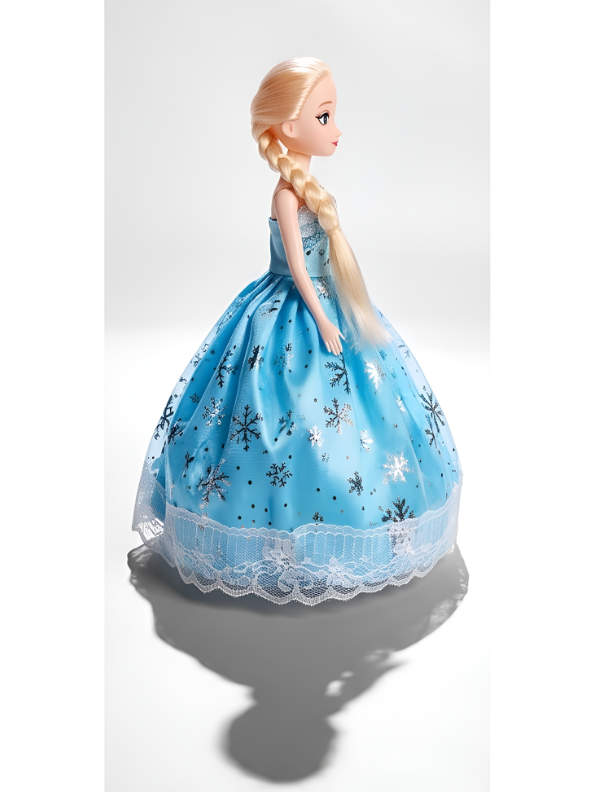 Frozen-Inspired Ice Queen Doll - Blue Ballgown with Silver Snowflakes & Blonde Hair Braid LMI14634