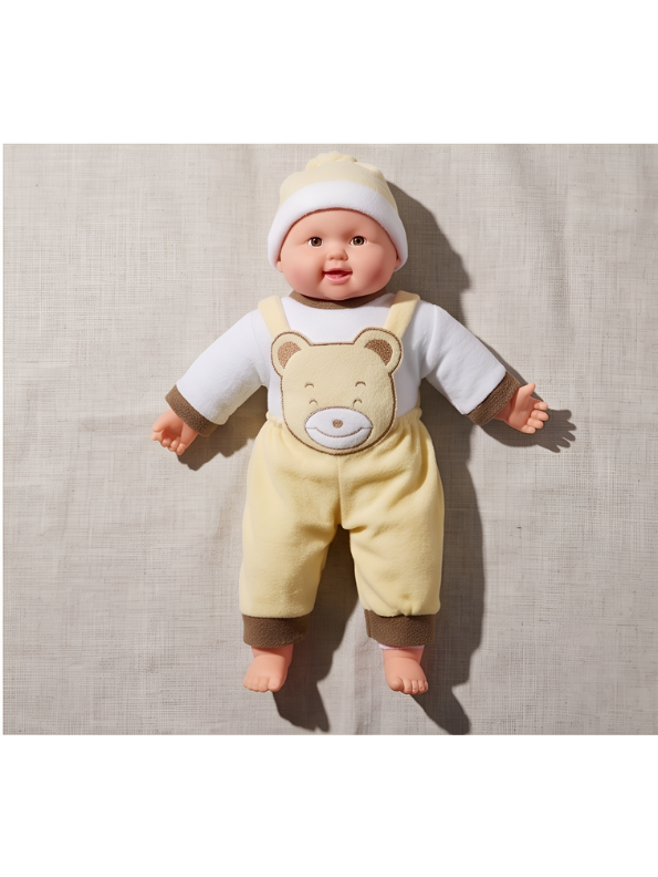 Realistic Baby Doll with Soft Body – Newborn Toy Doll in Yellow Bear Romper Outfit and Hat LMI7956