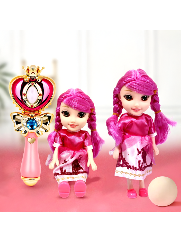 Magical Princess Doll Set with Musical Light-Up Wand | Fairy Tale Pretend Play Toy for Girls, Pink Hair Doll | Best Gift for Kids Ages 3+ LMI13756