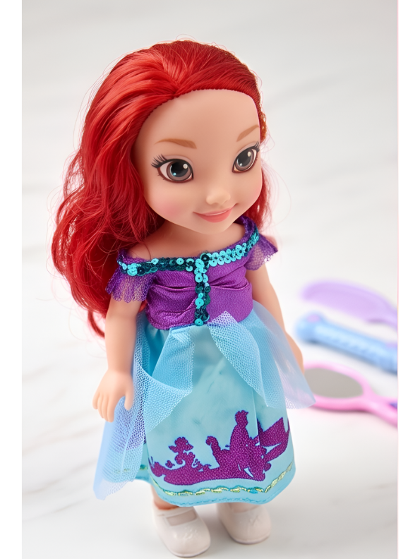 Pretty Princess Red Hair Doll Playset with Hair Styling Accessories, Mirror and Comb Toy Set LMI11751